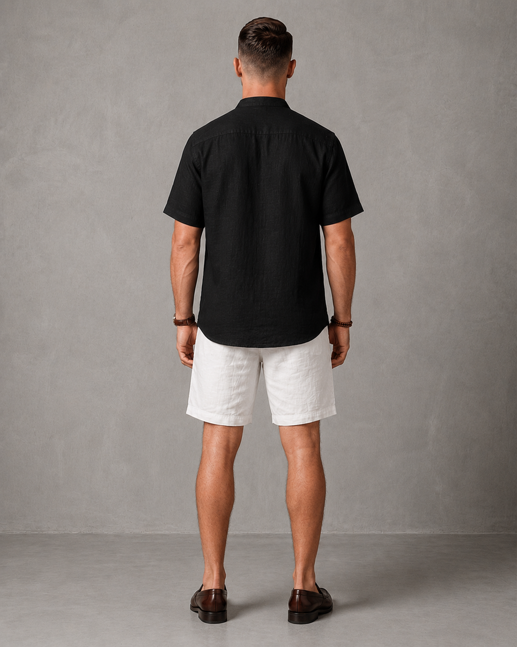 Men's Premium Linen black Shirt & shorts Set Regular