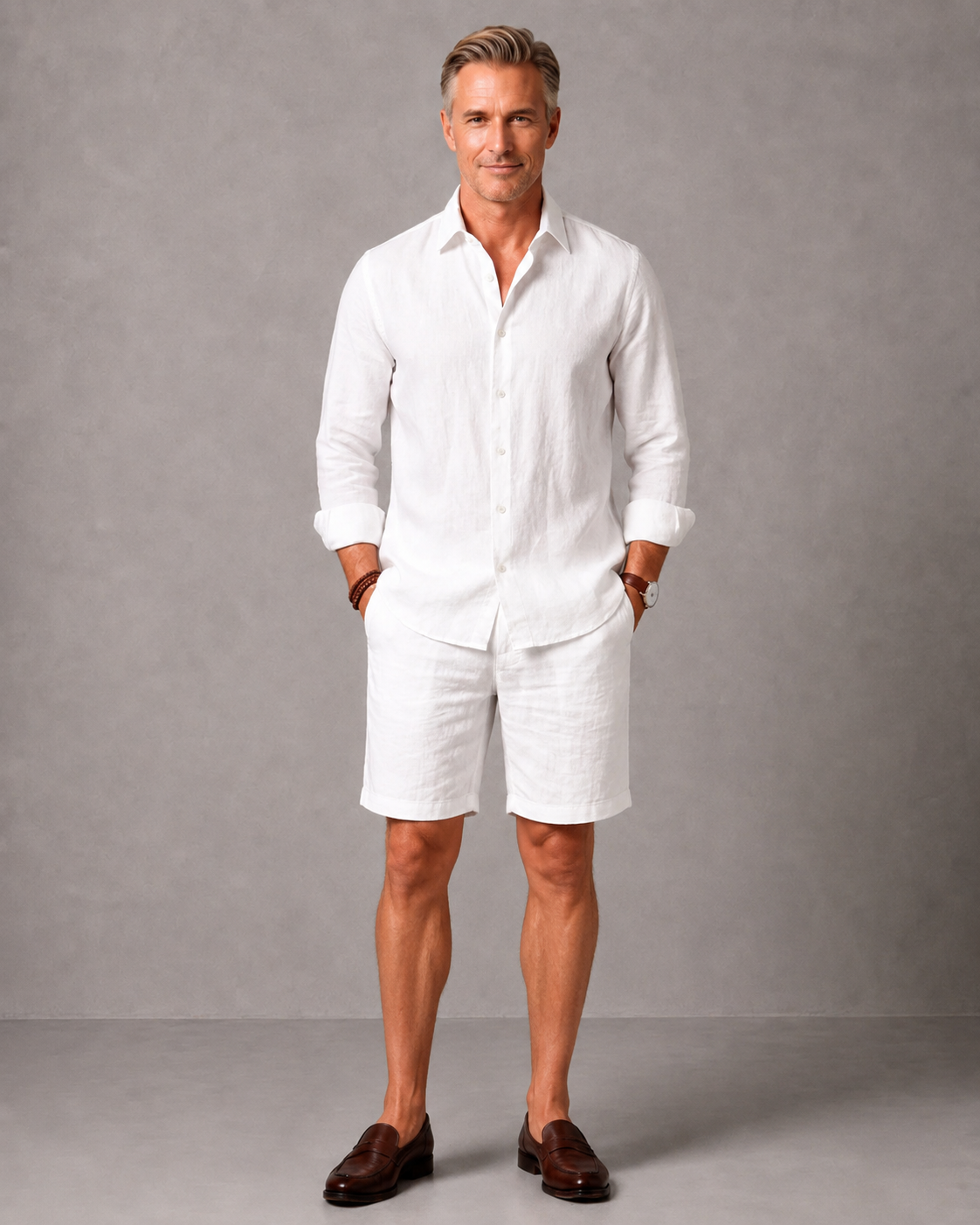 Men's Premium Linen Full Sleeve Shirt & Shorts Co-Ord Set