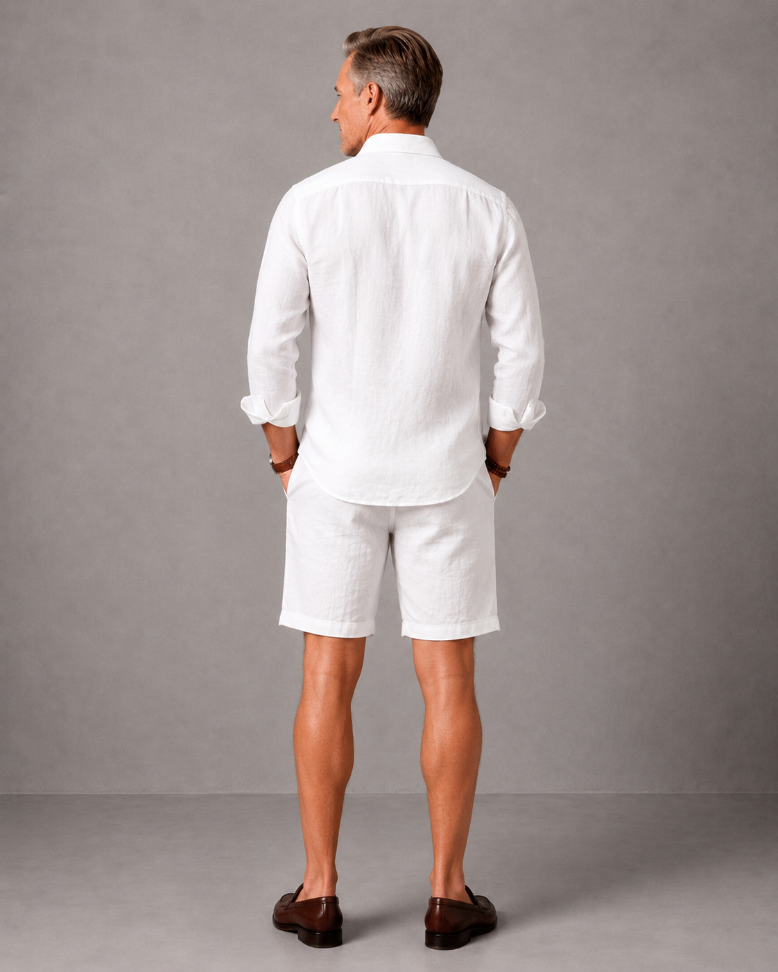 Men's Premium Linen Full Sleeve Shirt & Shorts Co-Ord Set