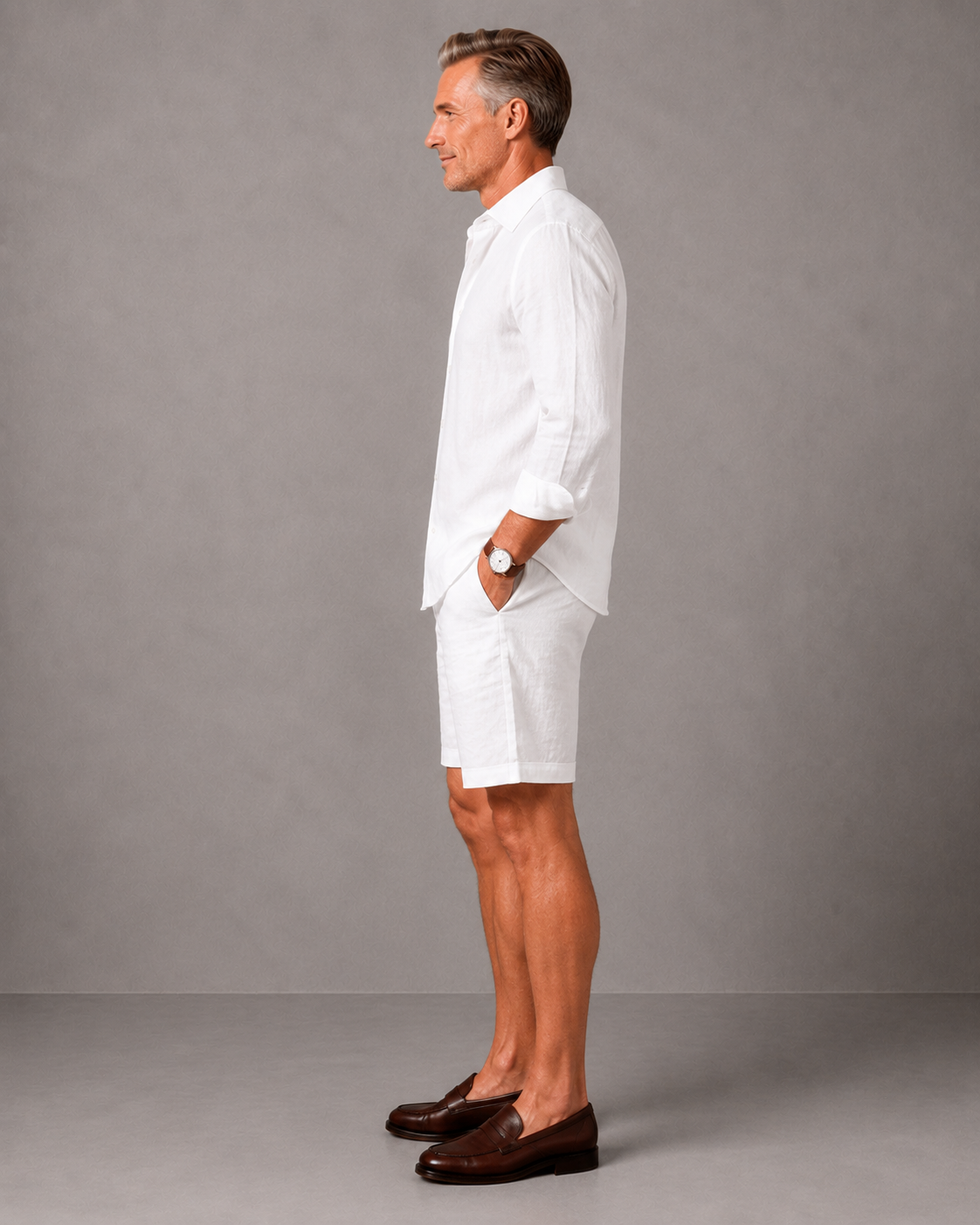 Men's Premium Linen Full Sleeve Shirt & Shorts Co-Ord Set