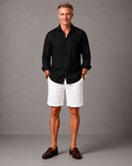 WarriorX Men's Premium Linen Black Shirt & Shorts Co-Ord Set