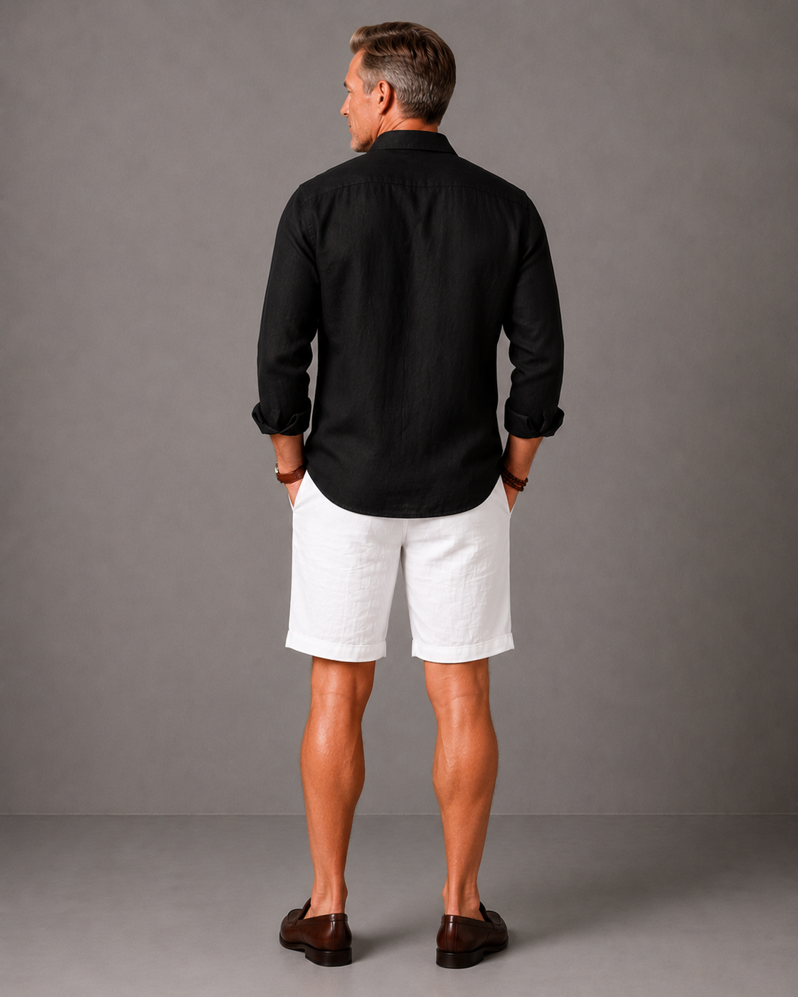 WarriorX Men's Premium Linen Black Shirt & Shorts Co-Ord Set