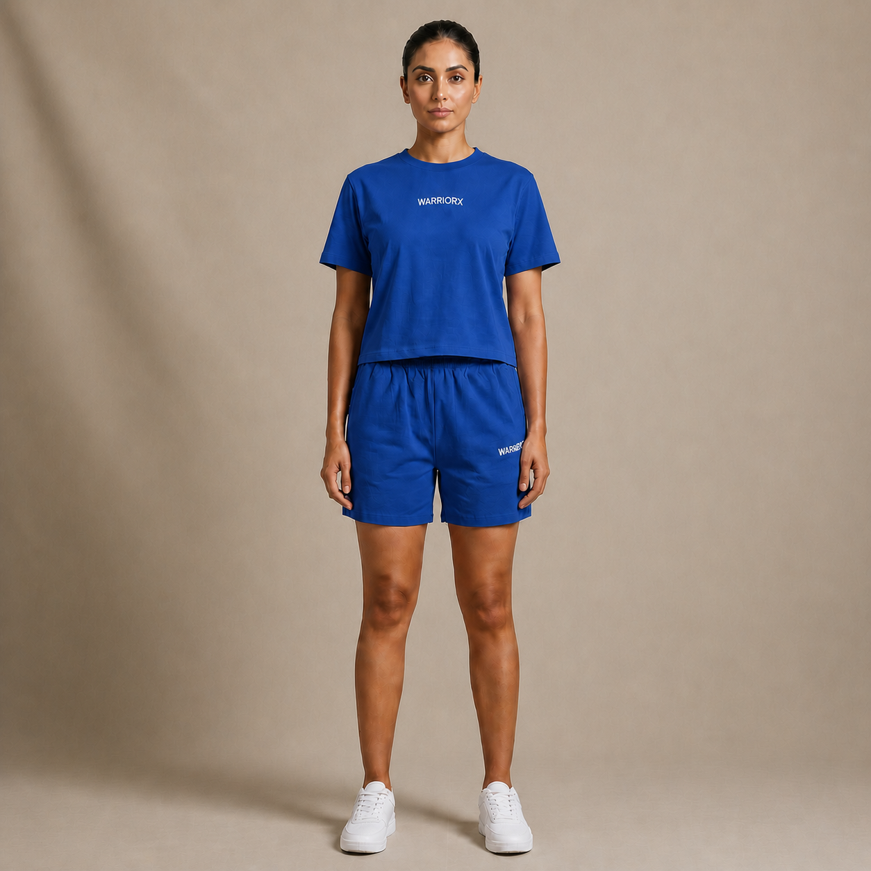 WX WOMENS COTTON LYCRA CORD SET WITH REGULAR FIT TEE/TANK TOP AND SHORTS