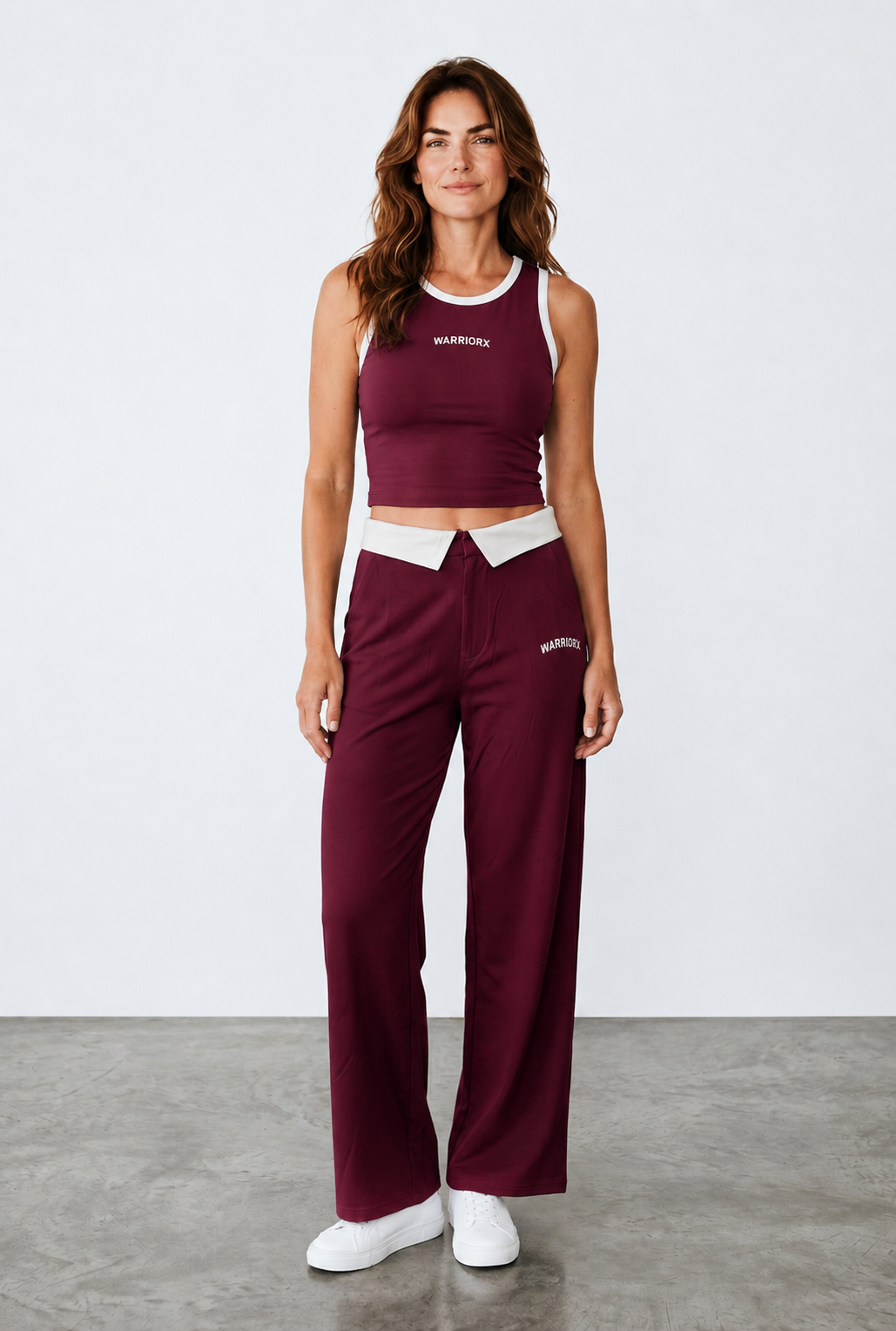 WX WOMEN COTTON TERRY CORD SET TANK TOP WITH PANT STYLE TROUSER