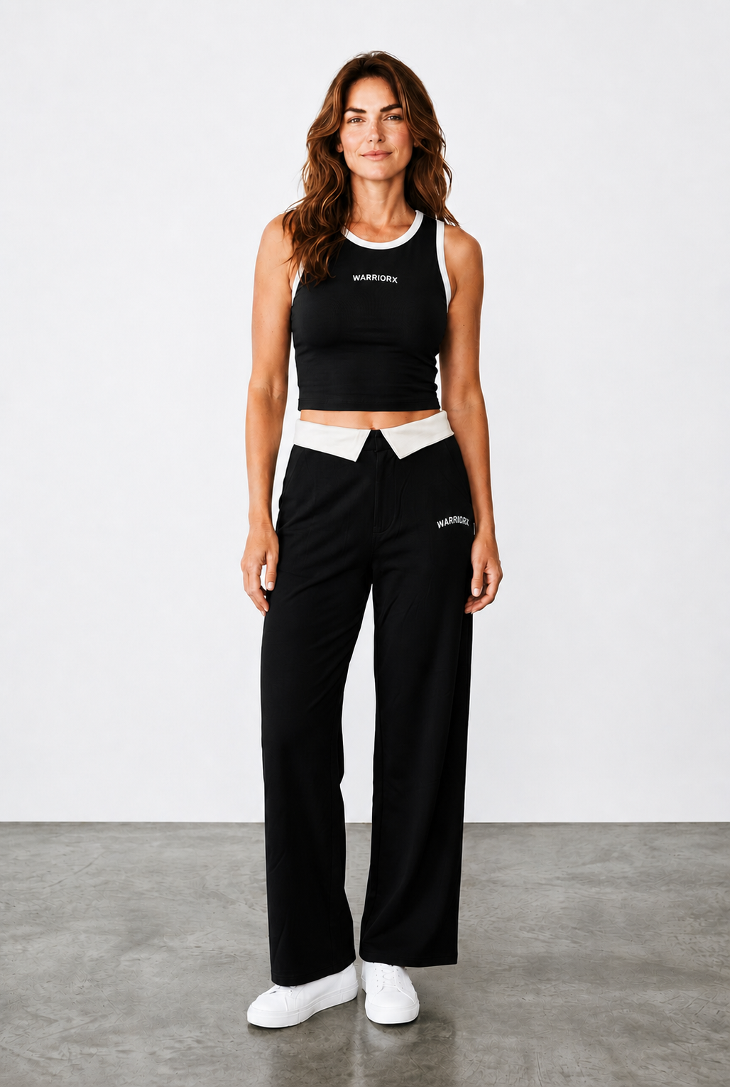 WX WOMEN COTTON TERRY CORD SET TANK TOP WITH PANT STYLE TROUSER
