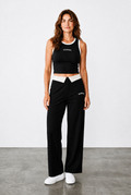 WX WOMEN COTTON TERRY CORD SET TANK TOP WITH PANT STYLE TROUSER