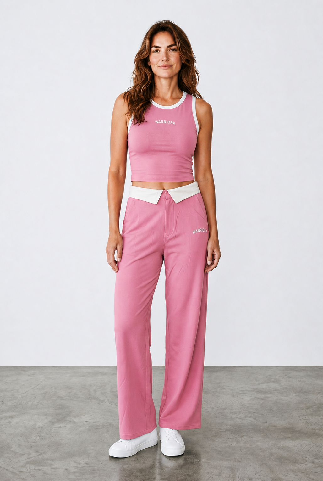 WX WOMEN COTTON TERRY CORD SET TANK TOP WITH PANT STYLE TROUSER