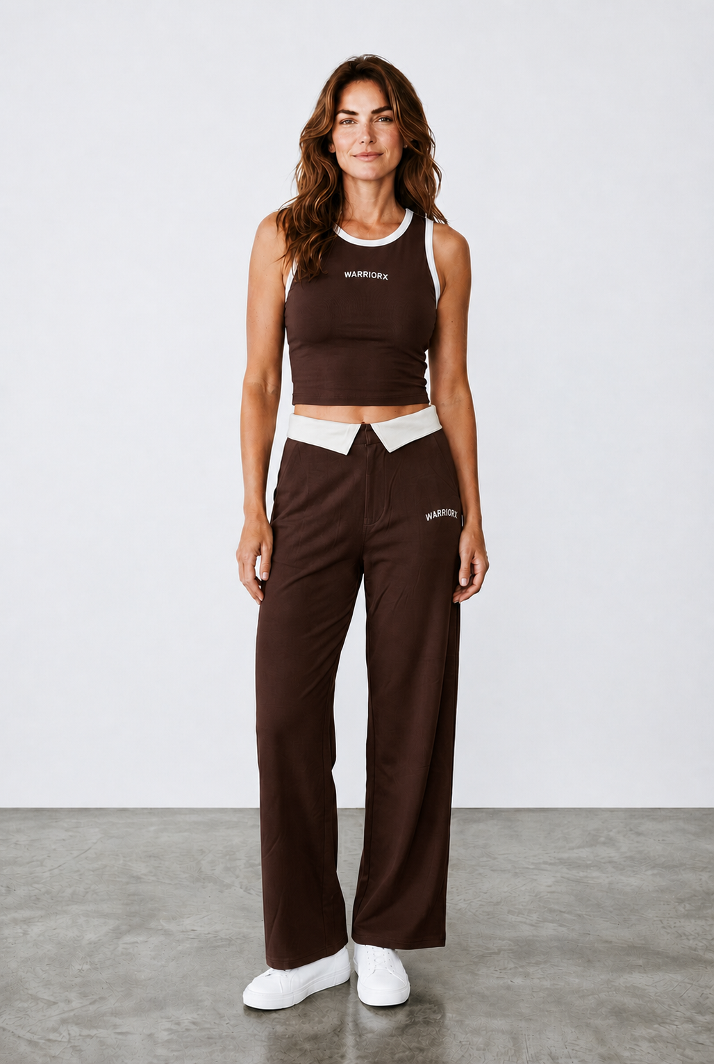 WX WOMEN COTTON TERRY CORD SET TANK TOP WITH PANT STYLE TROUSER