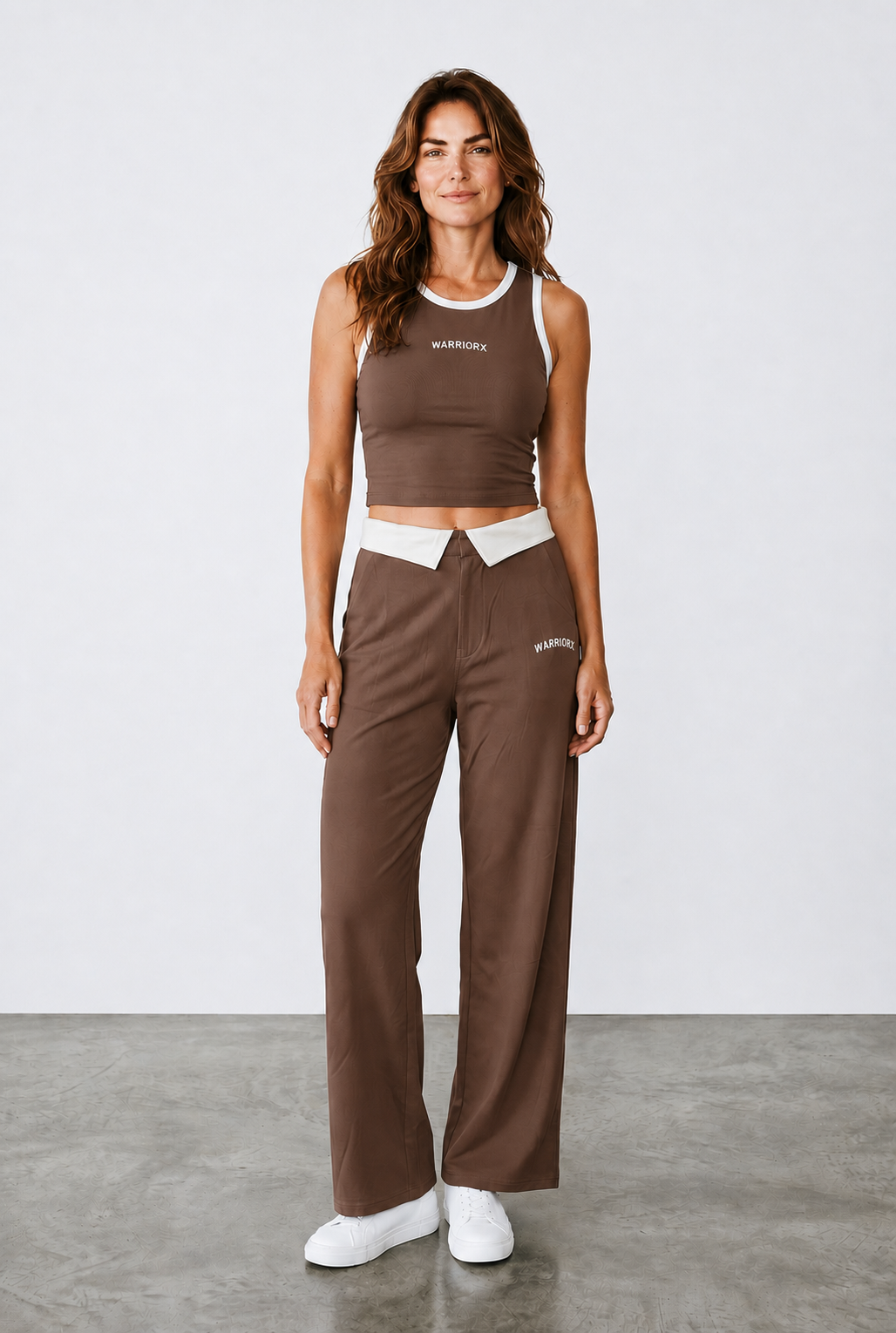 WX WOMEN COTTON TERRY CORD SET TANK TOP WITH PANT STYLE TROUSER