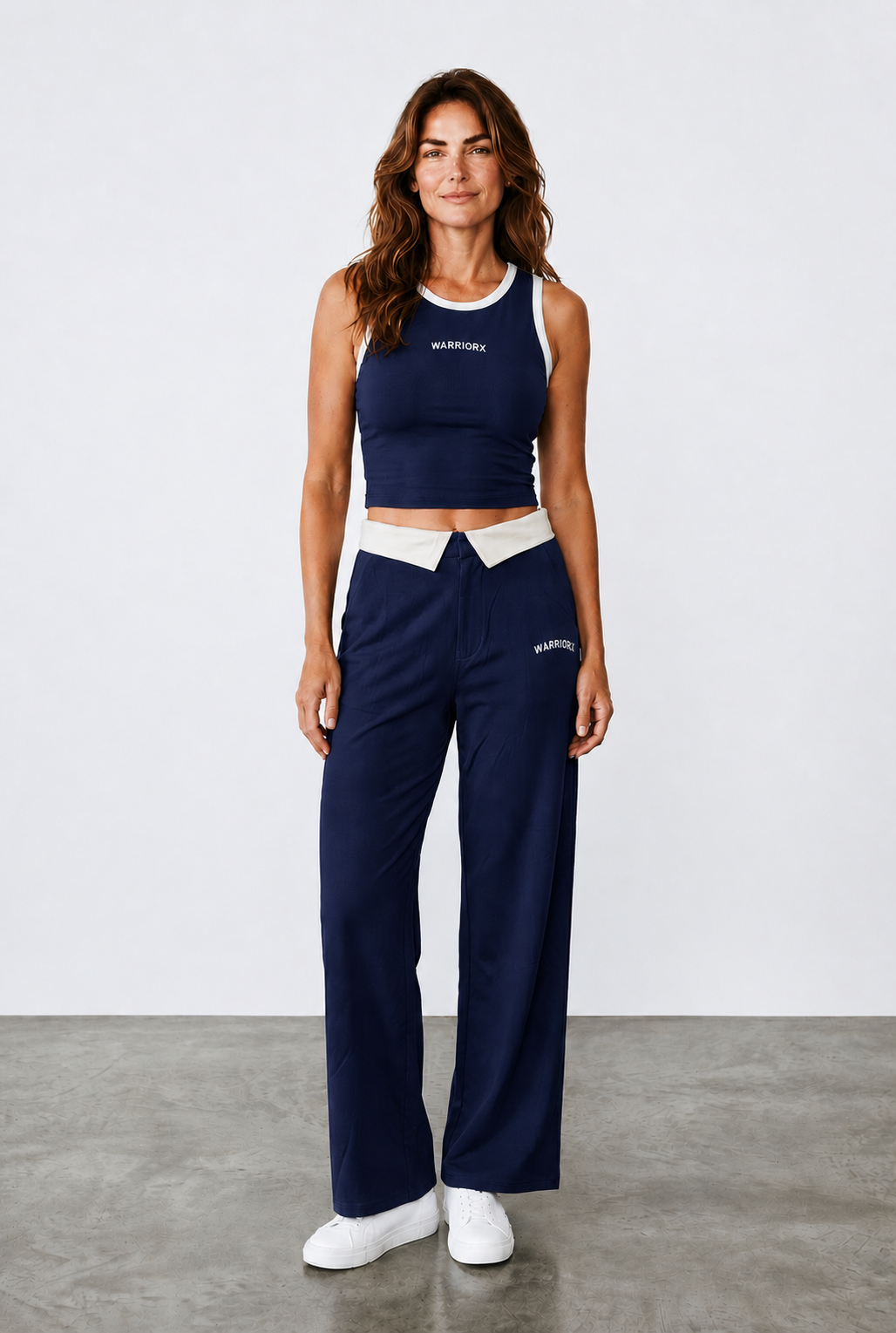 WX WOMEN COTTON TERRY CORD SET TANK TOP WITH PANT STYLE TROUSER