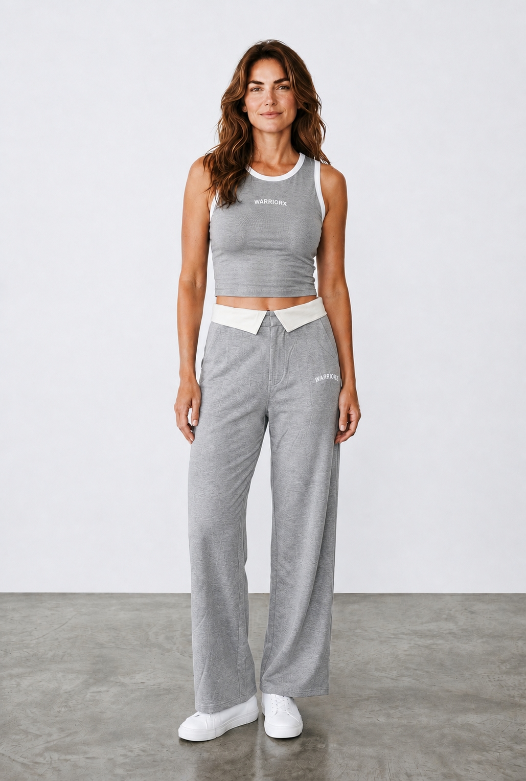WX WOMEN COTTON TERRY CORD SET TANK TOP WITH PANT STYLE TROUSER