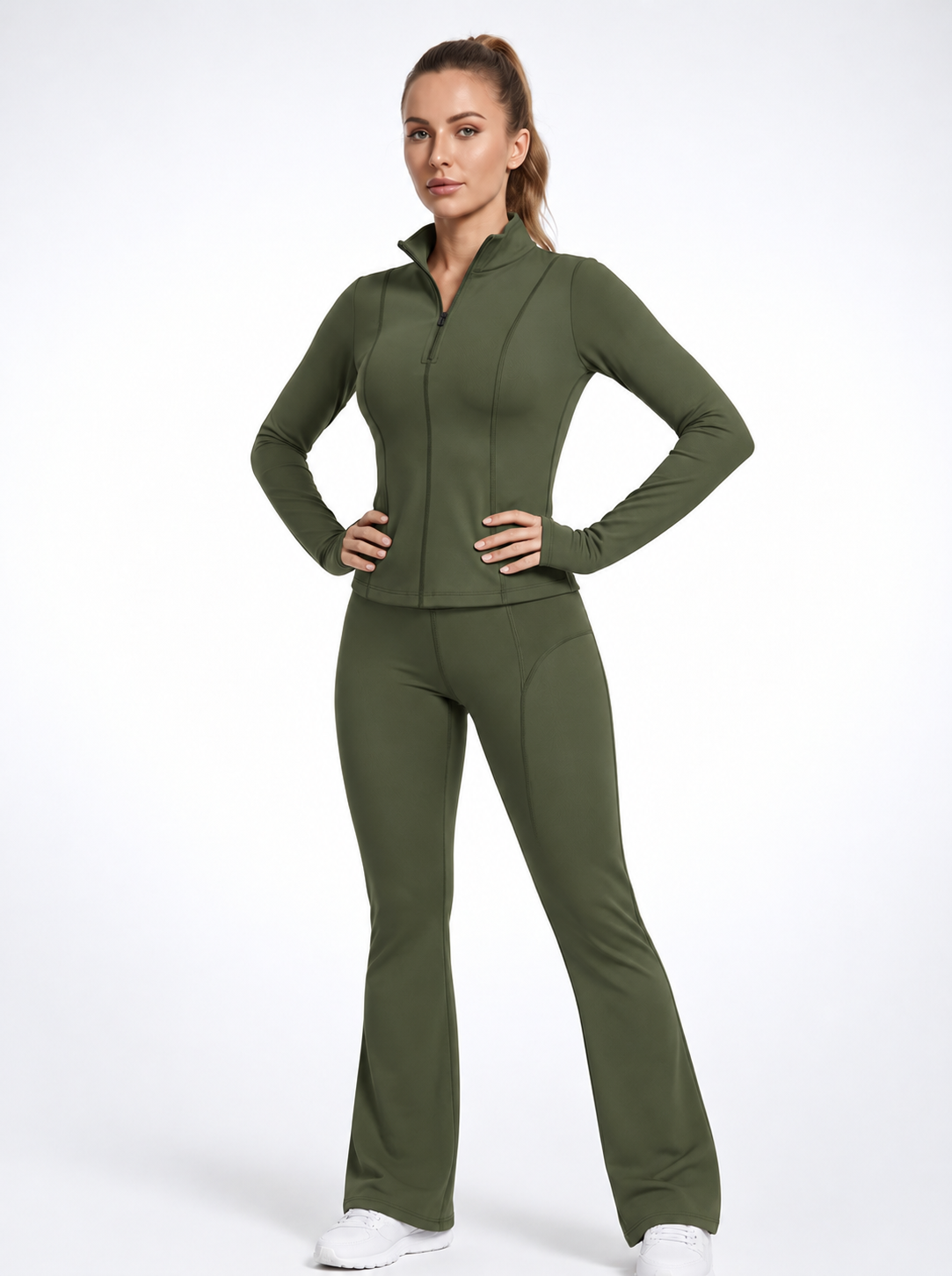 WARRIORX Women’s Performance Zip Jacket & Flared Pants Set