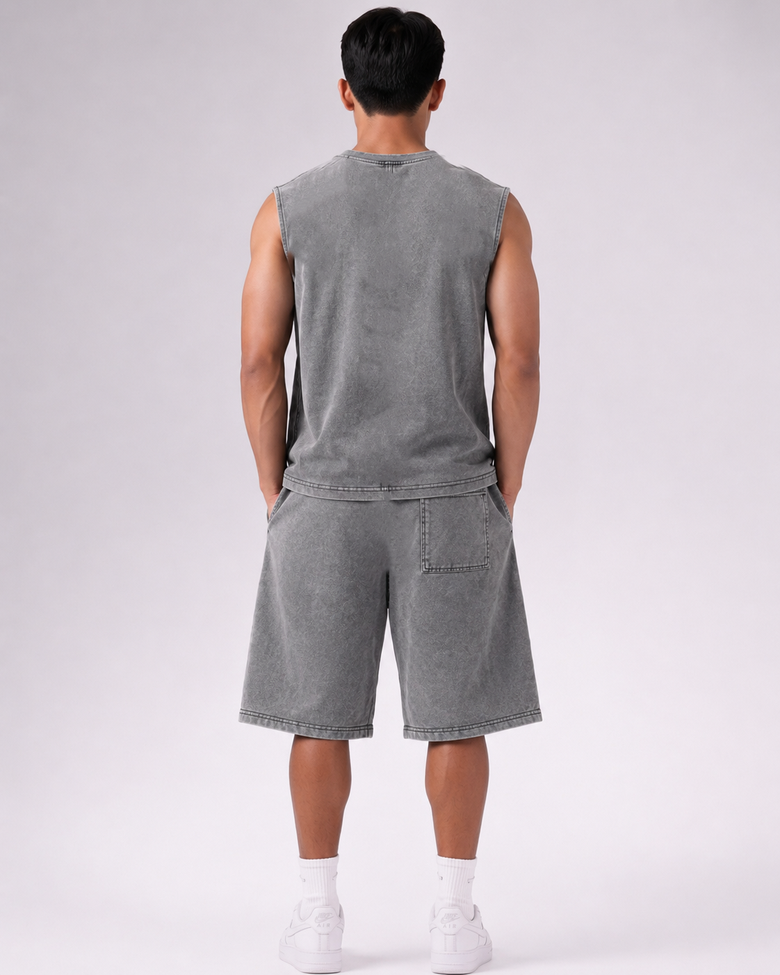 WARRIORX MENS ACID WASH CORDSET With JORTS