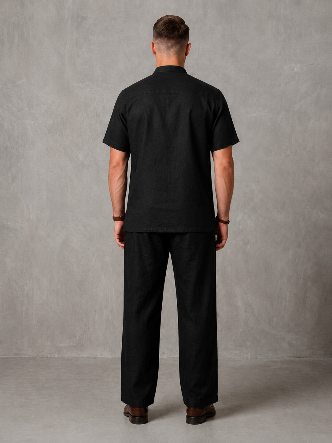 WarriorX Men's Leaf Embroidered Linen Co-Ord Set