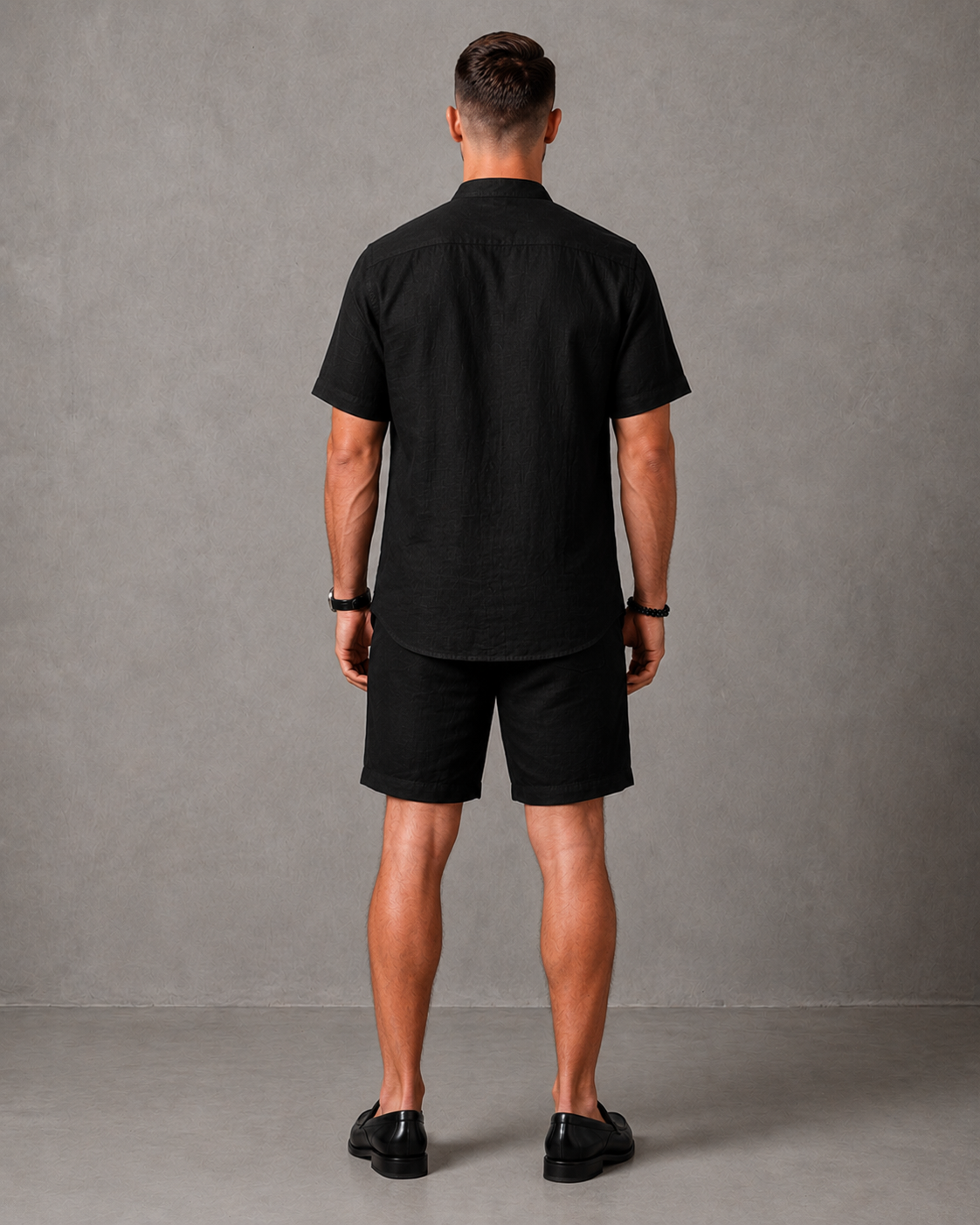 Men's Premium Mandarin Collar Linen Shirt & Shorts Set