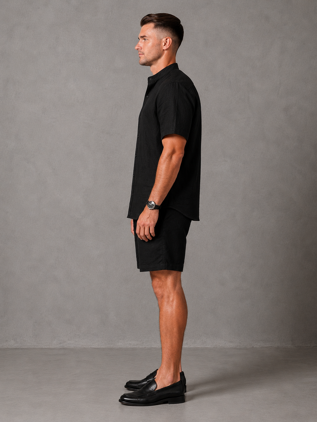 Men's Premium Mandarin Collar Linen Shirt & Shorts Set