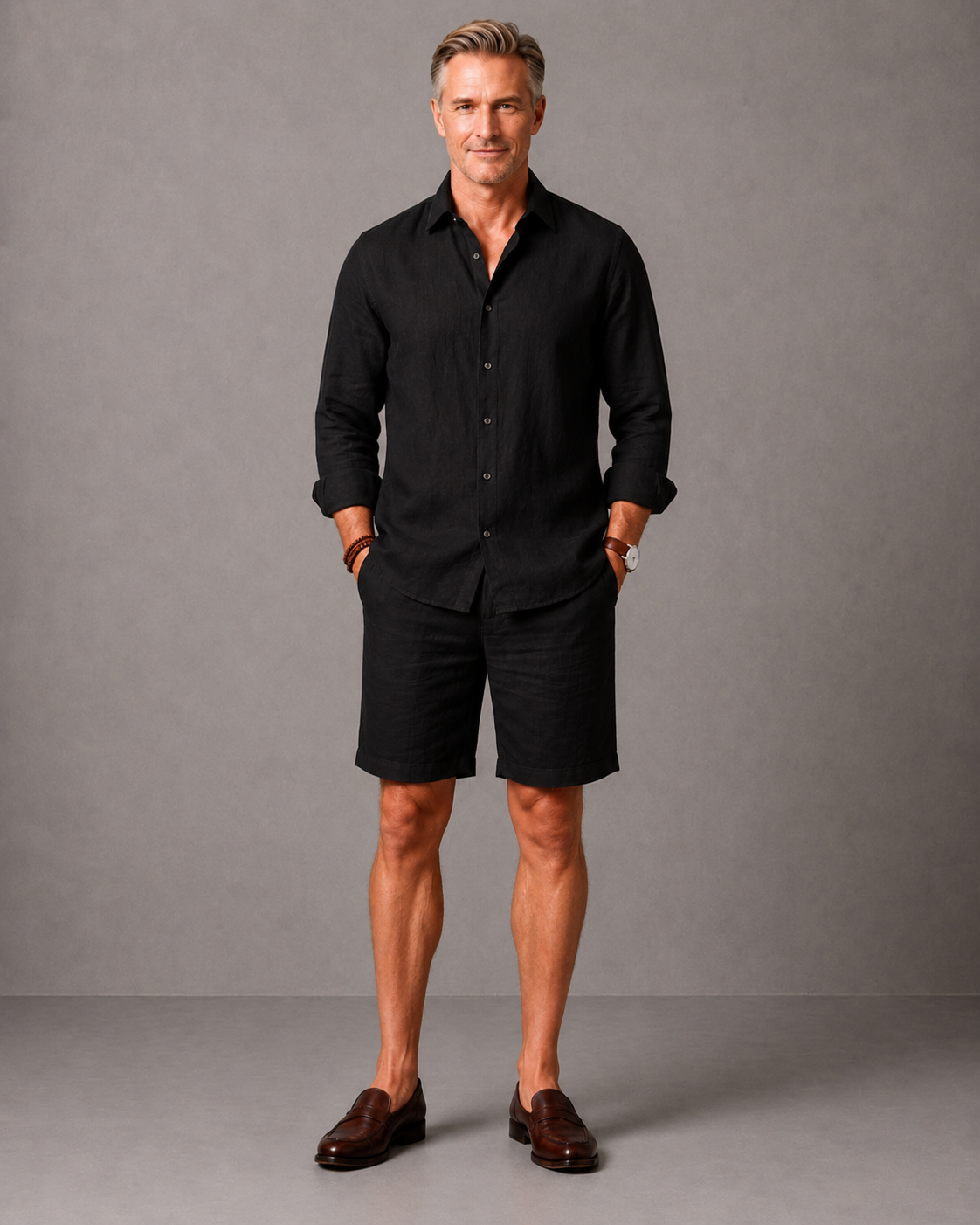 Men's Premium Linen Full Sleeve Shirt & Shorts Co-Ord Set