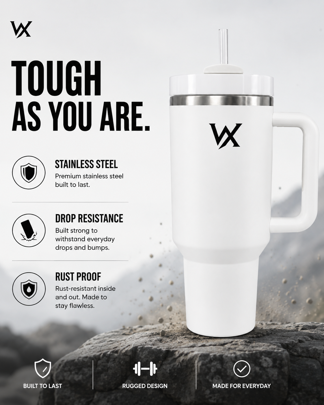 Warriorx Stanley Tumbler with Leakproof Lid 1500ML