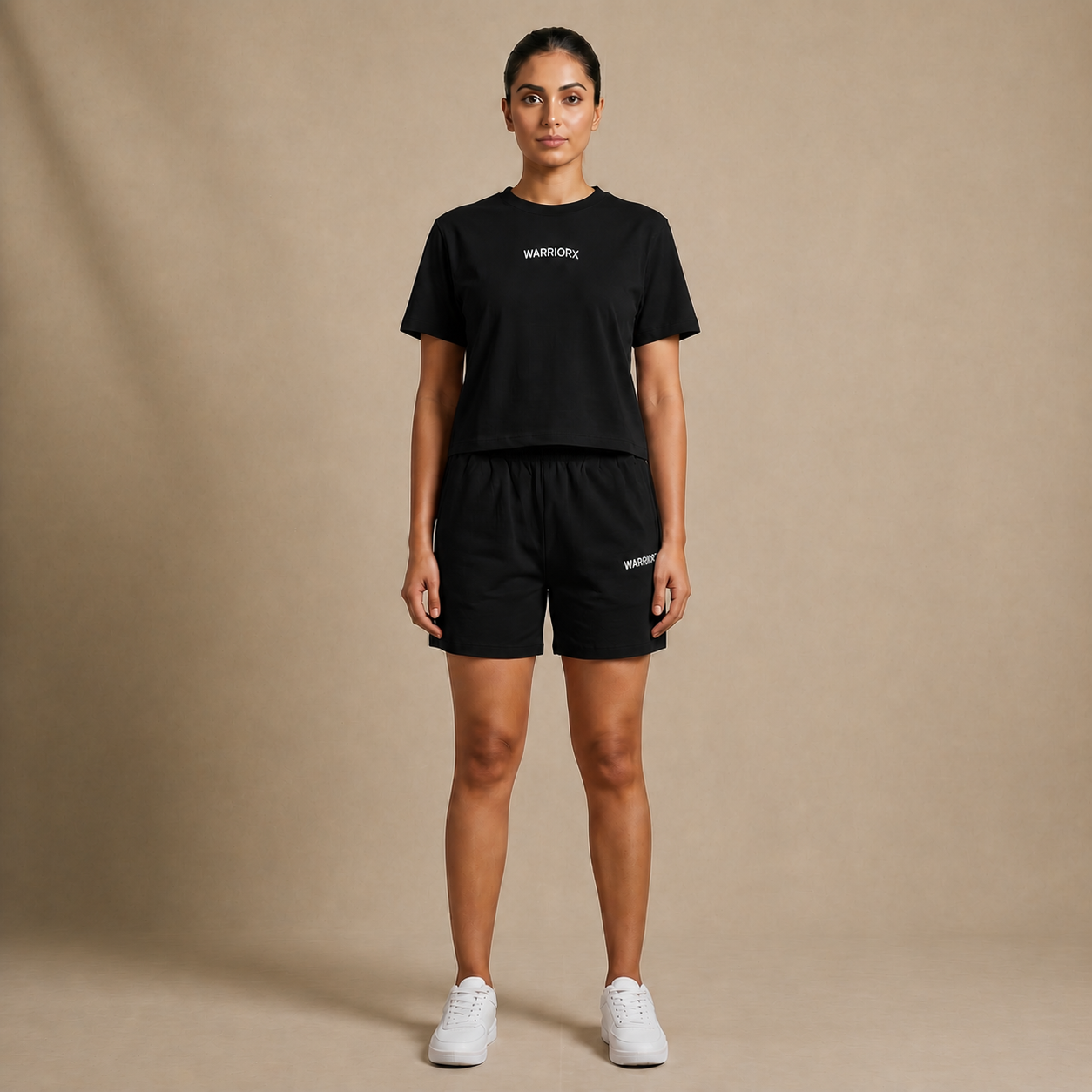 WX WOMENS COTTON LYCRA CORD SET WITH REGULAR FIT TEE/TANK TOP AND SHORTS