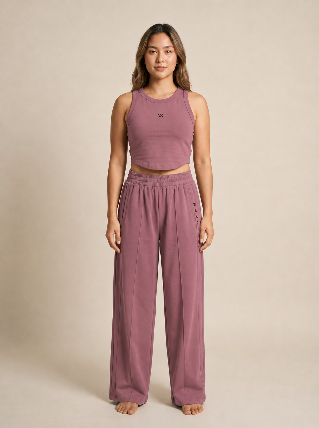 WX WOMEN COTTON TERRY CORD SET WITH TANK TOP AND LOSSE FIT TROUSER