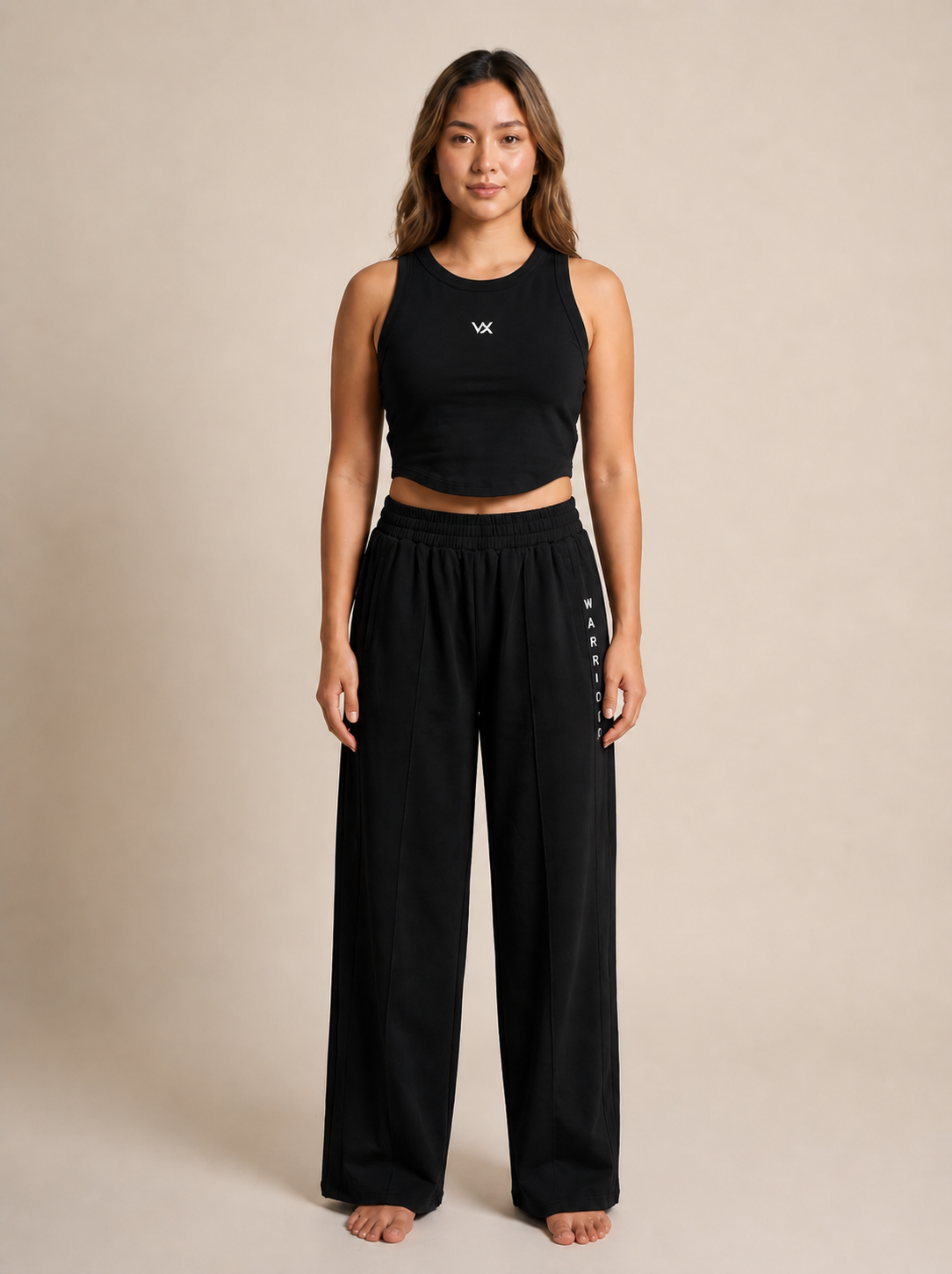 WX WOMEN COTTON TERRY CORD SET WITH TANK TOP AND LOSSE FIT TROUSER