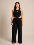 WX WOMEN COTTON TERRY CORD SET WITH TANK TOP AND LOSSE FIT TROUSER