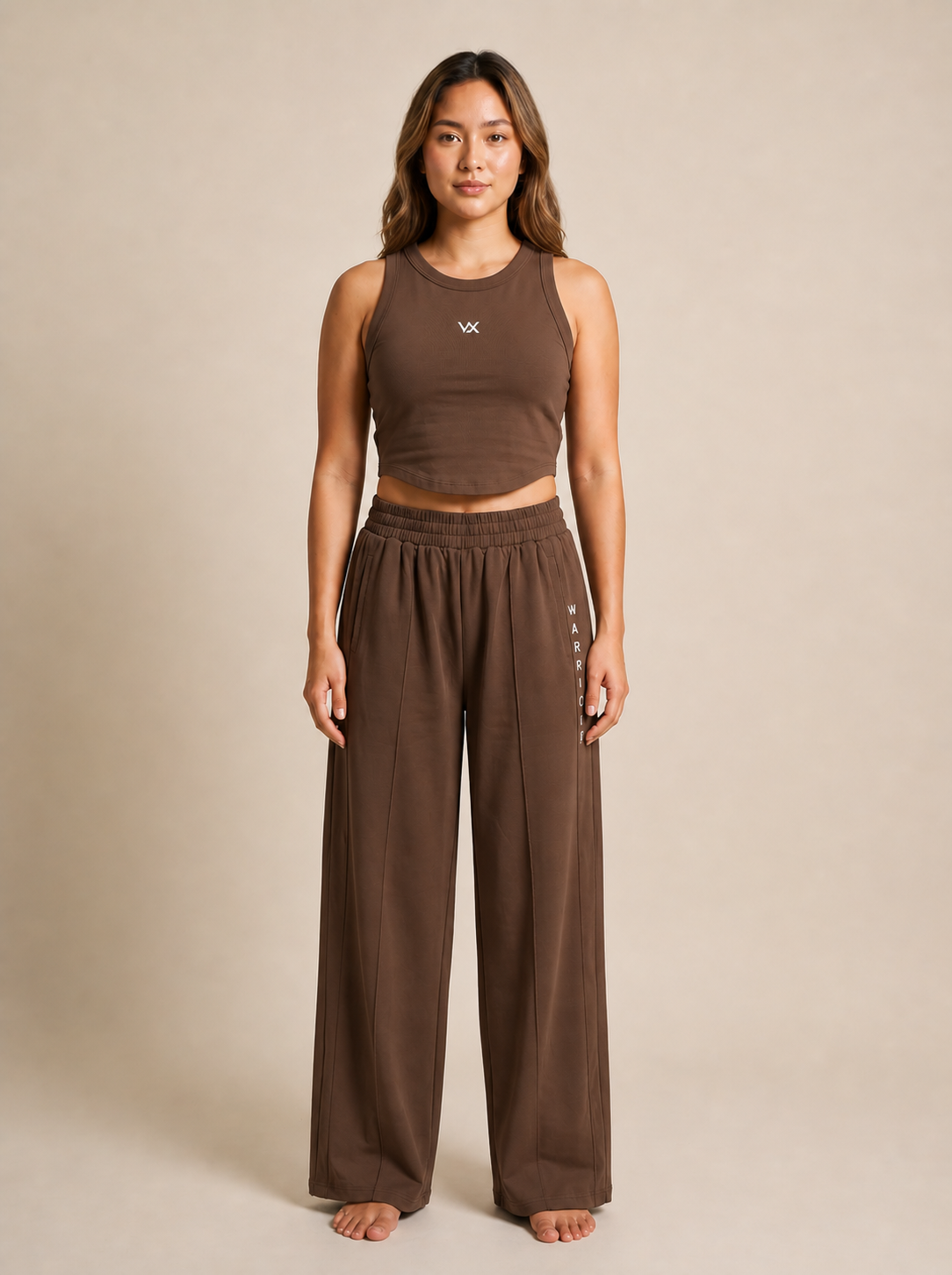 WX WOMEN COTTON TERRY CORD SET WITH TANK TOP AND LOSSE FIT TROUSER