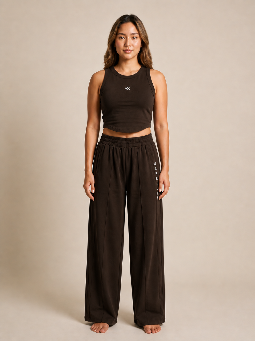 WX WOMEN COTTON TERRY CORD SET WITH TANK TOP AND LOSSE FIT TROUSER