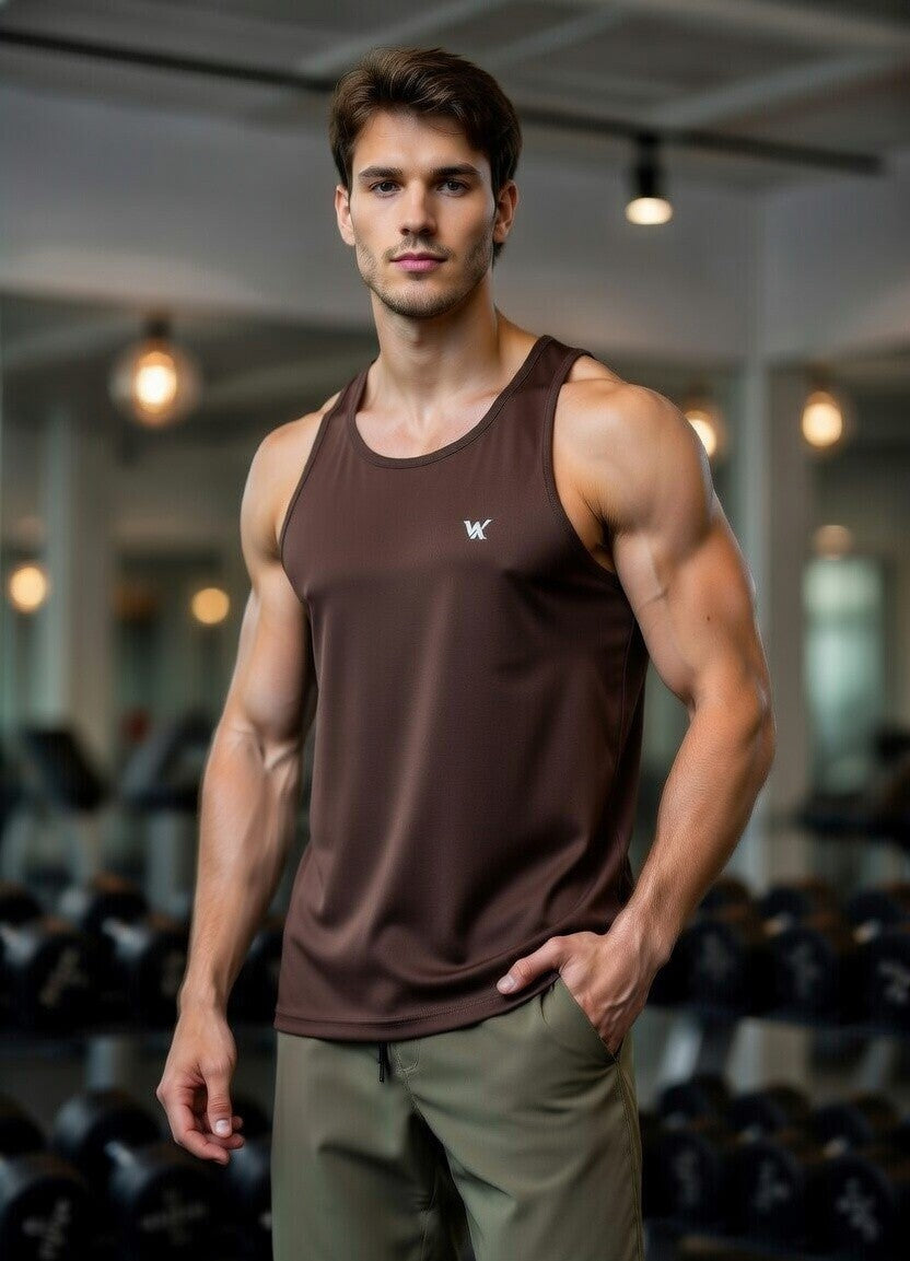 WarriorX Men’s Cotton Lycra Sleeveless Stringer with Round Neck