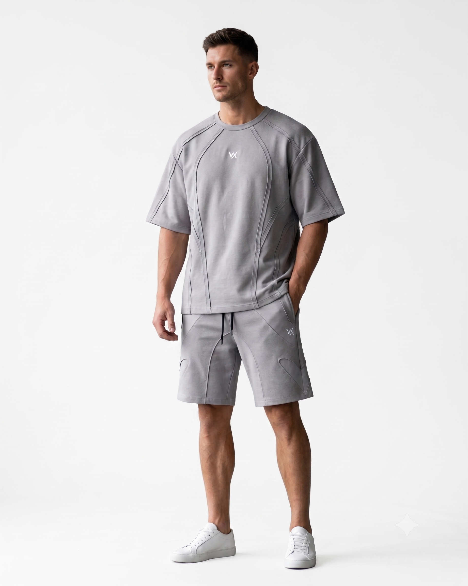 MEN'S Panel Stitching Loose fit cordset