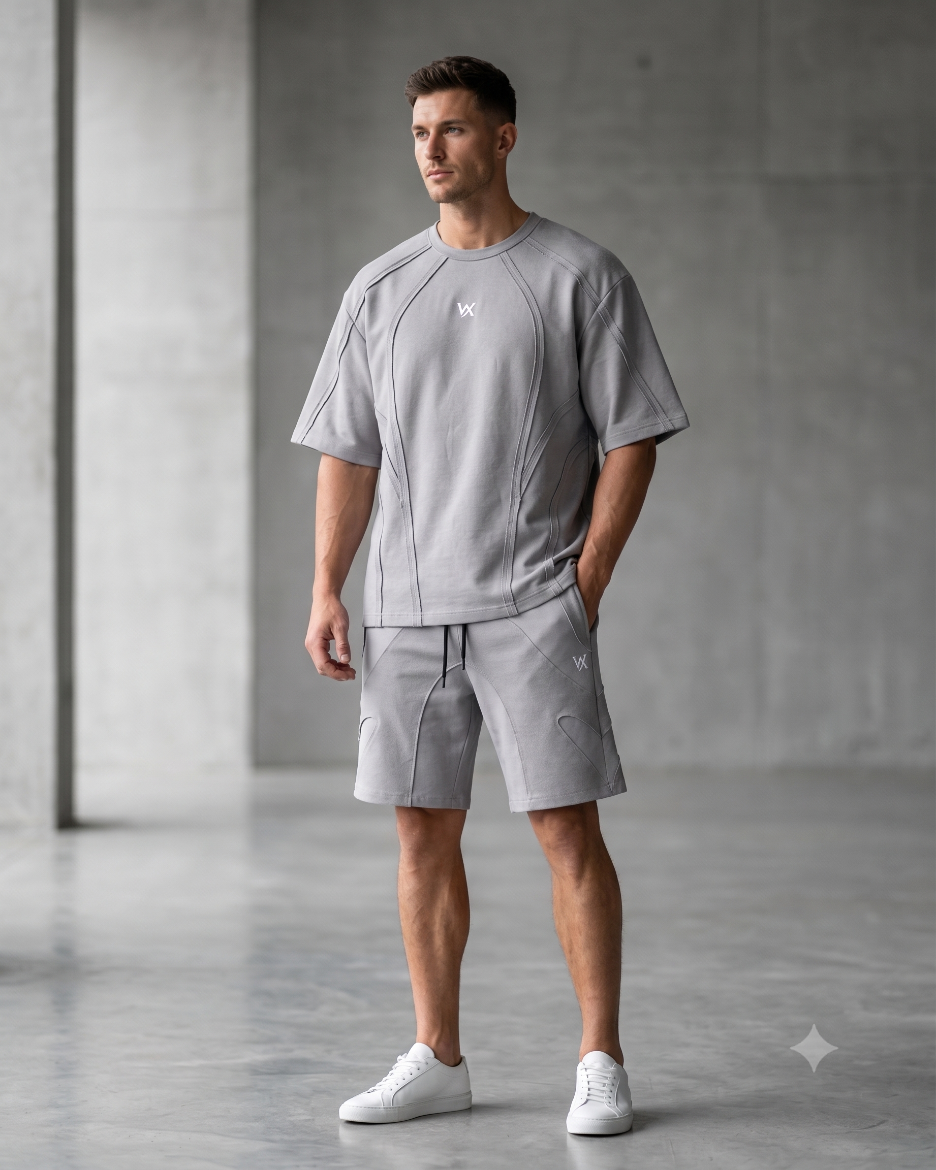 MEN'S Panel Stitching Loose fit cordset