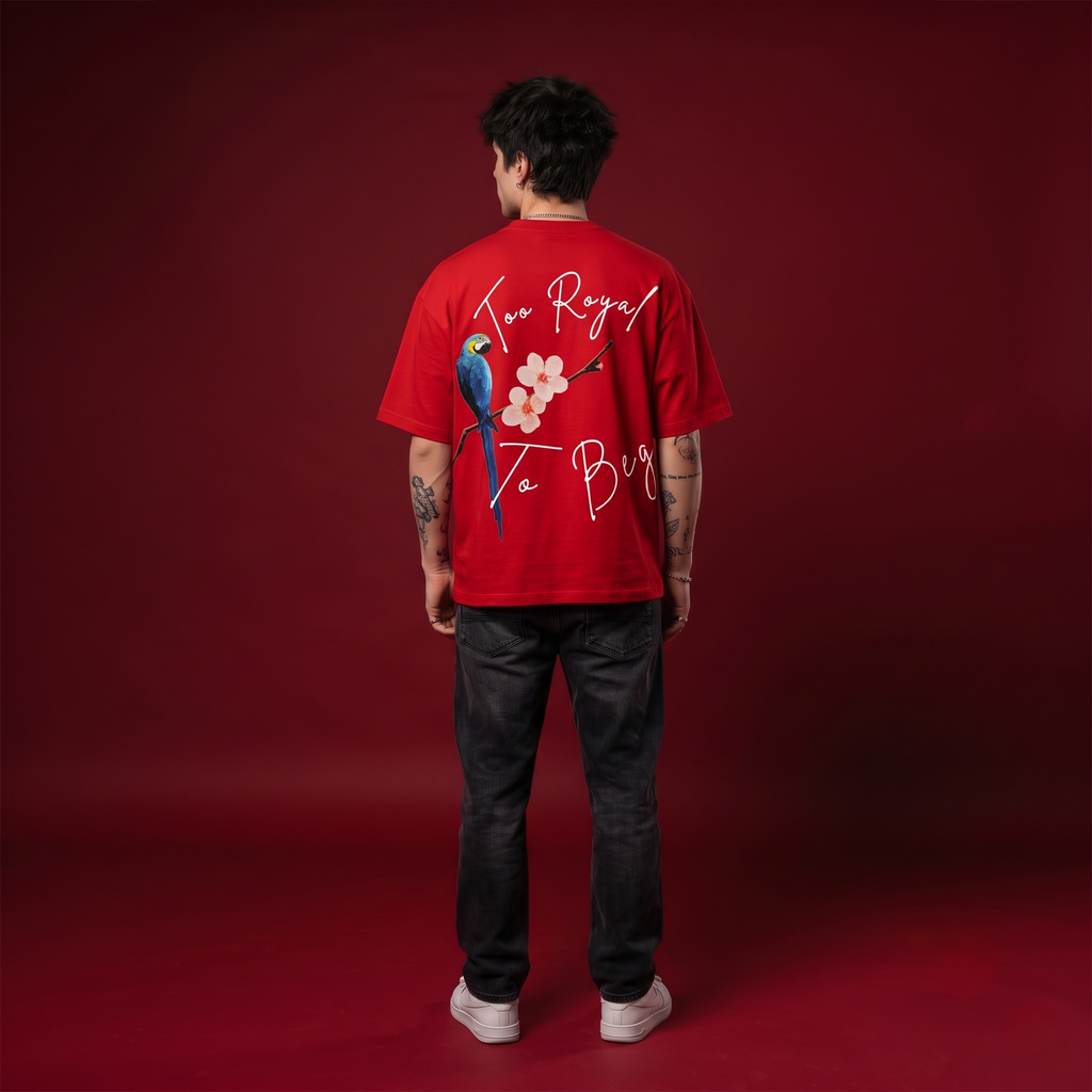 WARRIORX Parrot Graphic Oversized T-Shirt