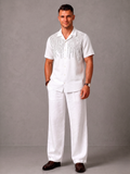 WarriorX Men's  Embroidered Linen Co-Ord Set