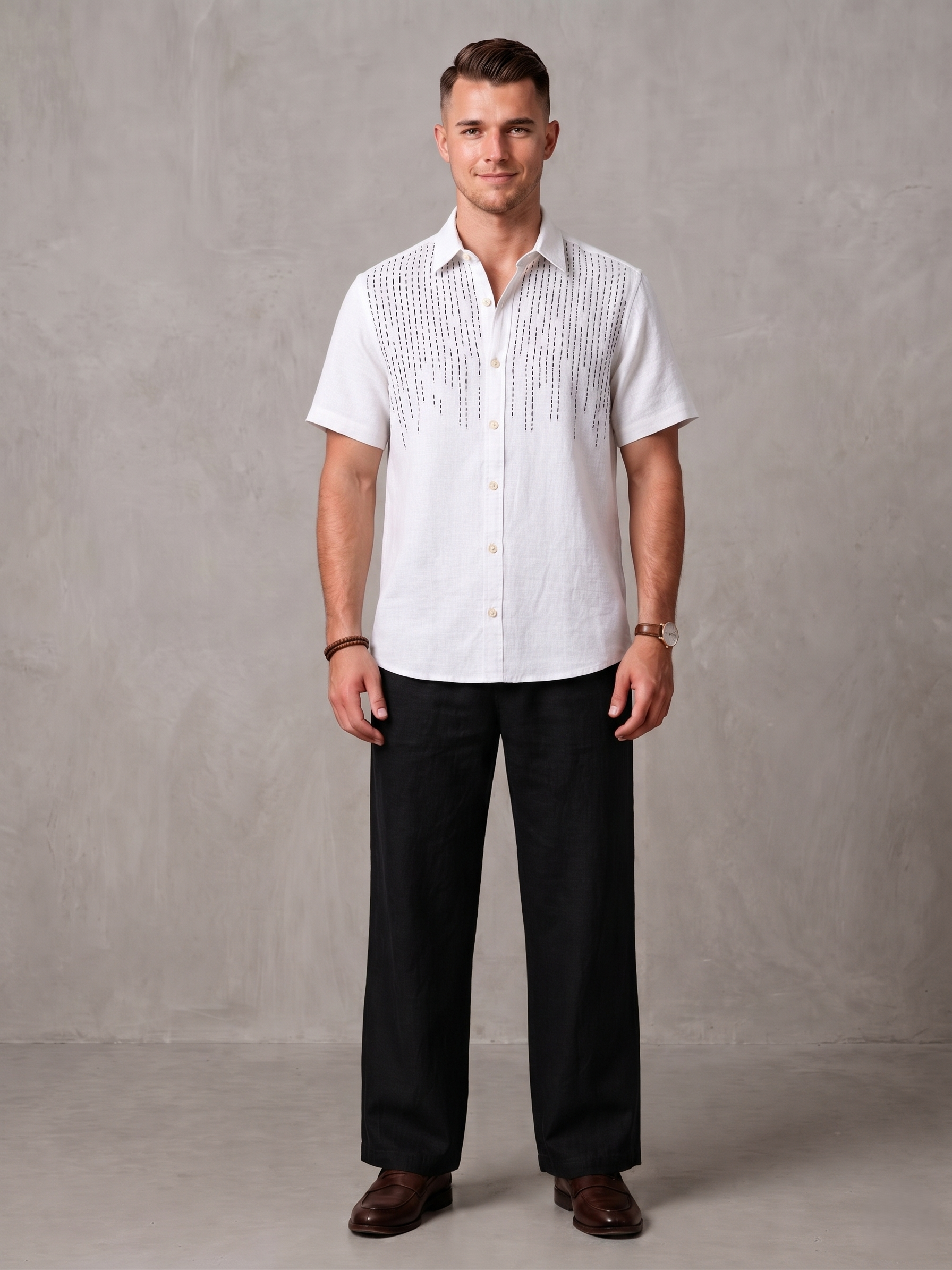 WarriorX Men's  Embroidered Linen Co-Ord Set