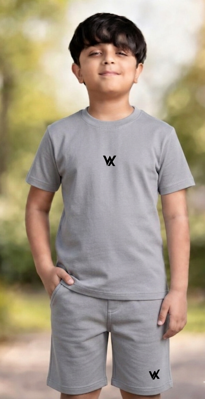 warrior x kids regular fit cotton terry cord set with shorts
