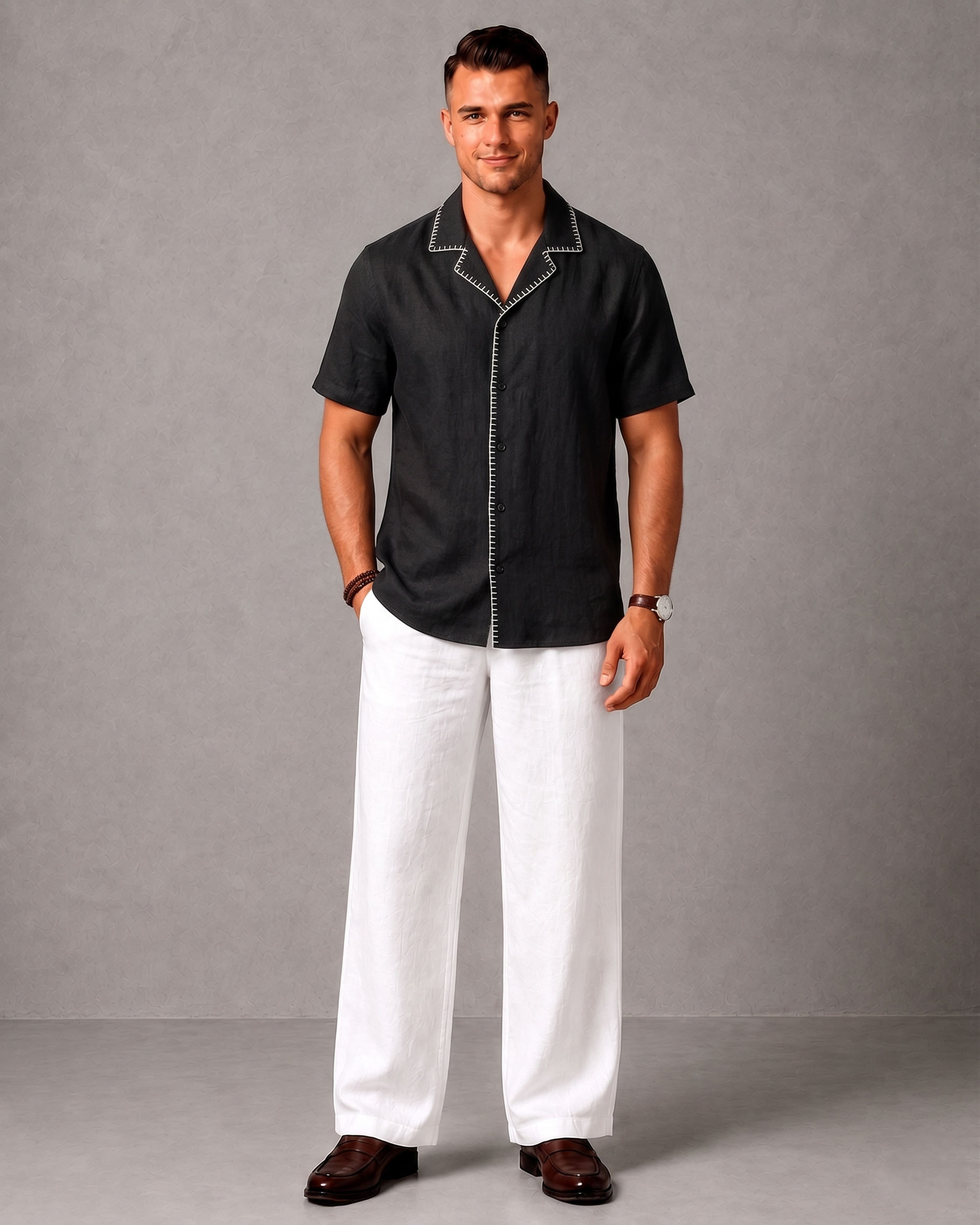 WarriorX Men's Premium Contrast Stitch Linen Cordset