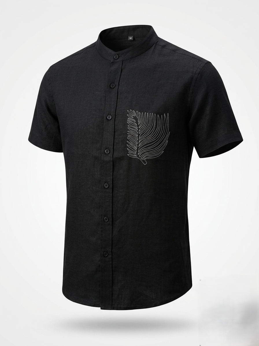 WarriorX Men's Leaf Embroidered Linen Co-Ord Set