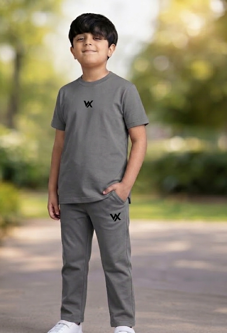 warrior x kids regular fit cotton terry cord set with trouser