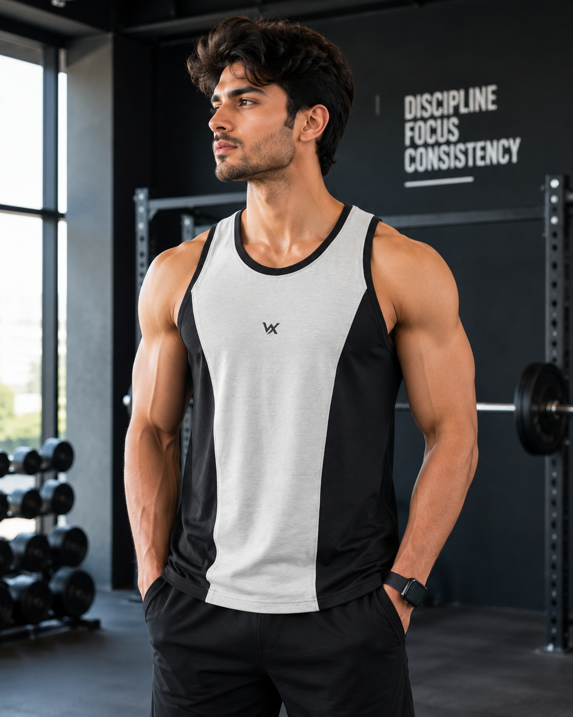 WarriorX Men’s Activewear Cotton Terry Spandex Sando
