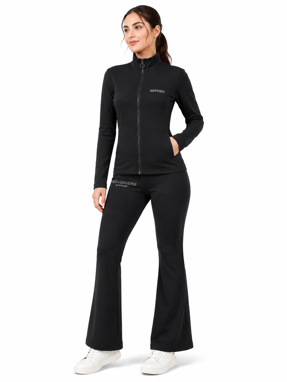Women's Slim Fit Zip-Up Cord Set with Flared Pants