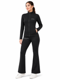 Women's Slim Fit Zip-Up Cord Set with Flared Pants