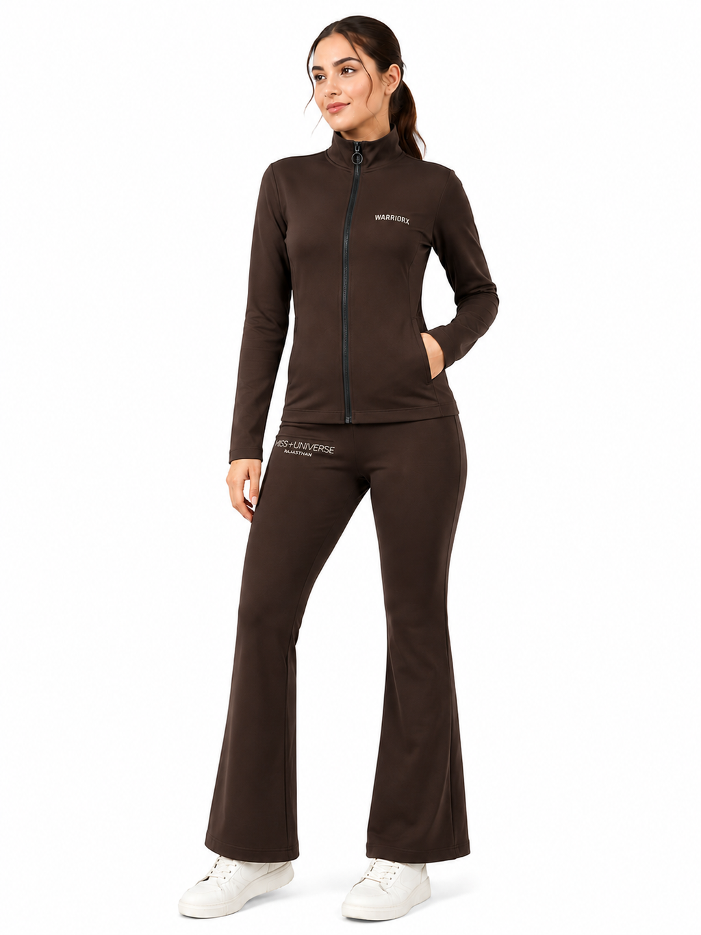 Women's Slim Fit Zip-Up Cord Set with Flared Pants