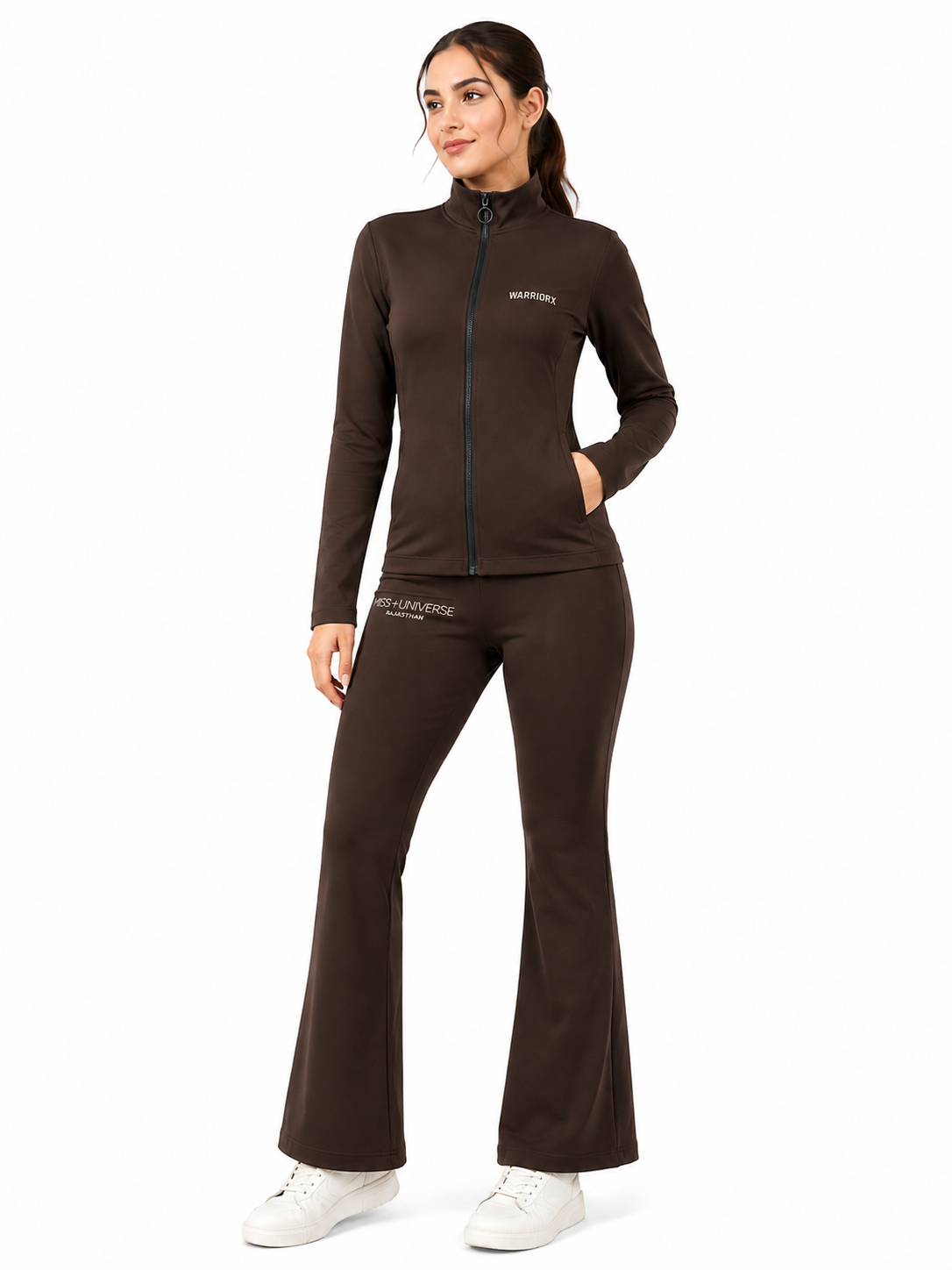 Women's Slim Fit Zip-Up Cord Set with Flared Pants