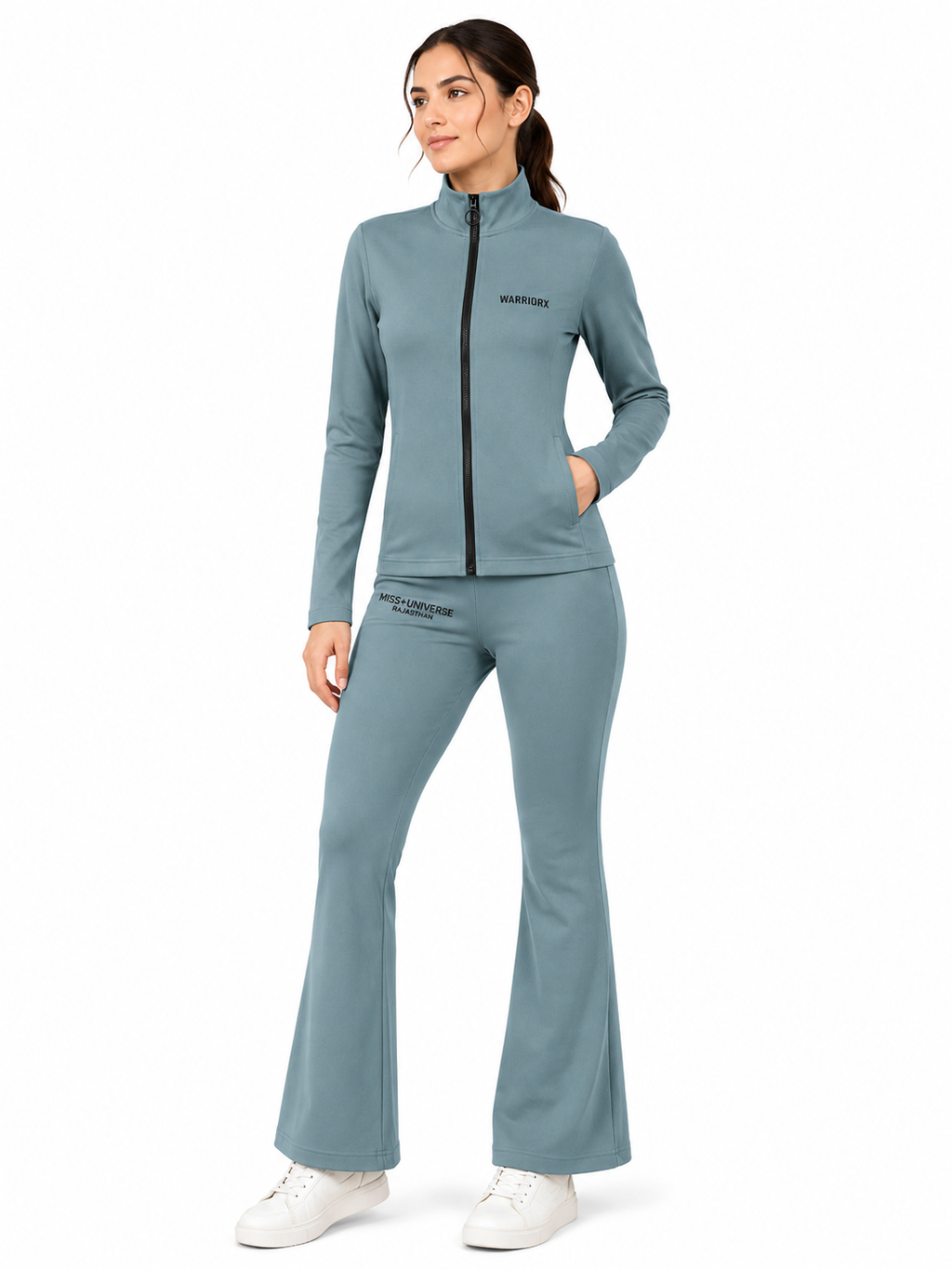 Women's Slim Fit Zip-Up Cord Set with Flared Pants