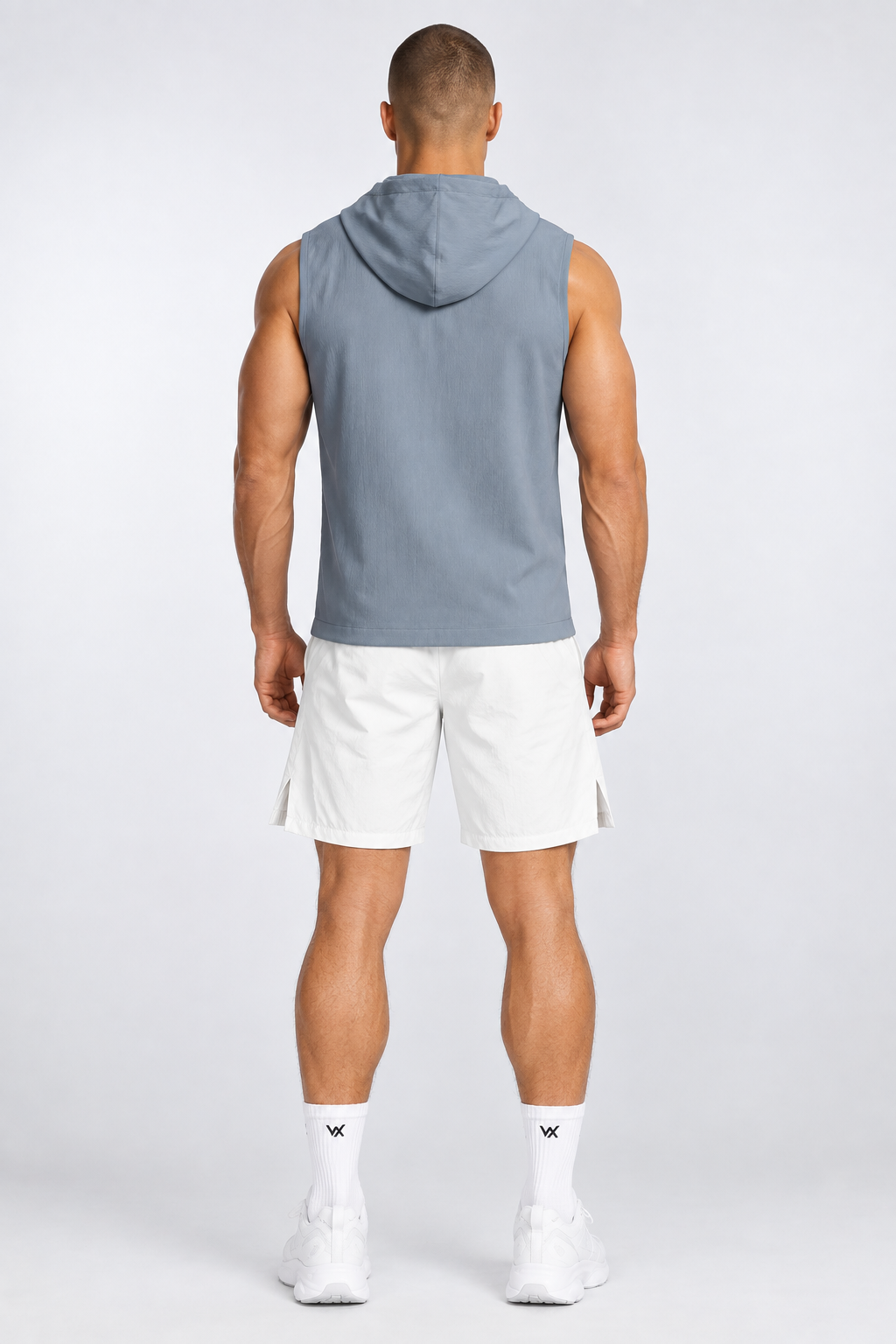 WarriorX Men’s  Sleeveless Hooded Zip-Up Gym Vest and Shorts