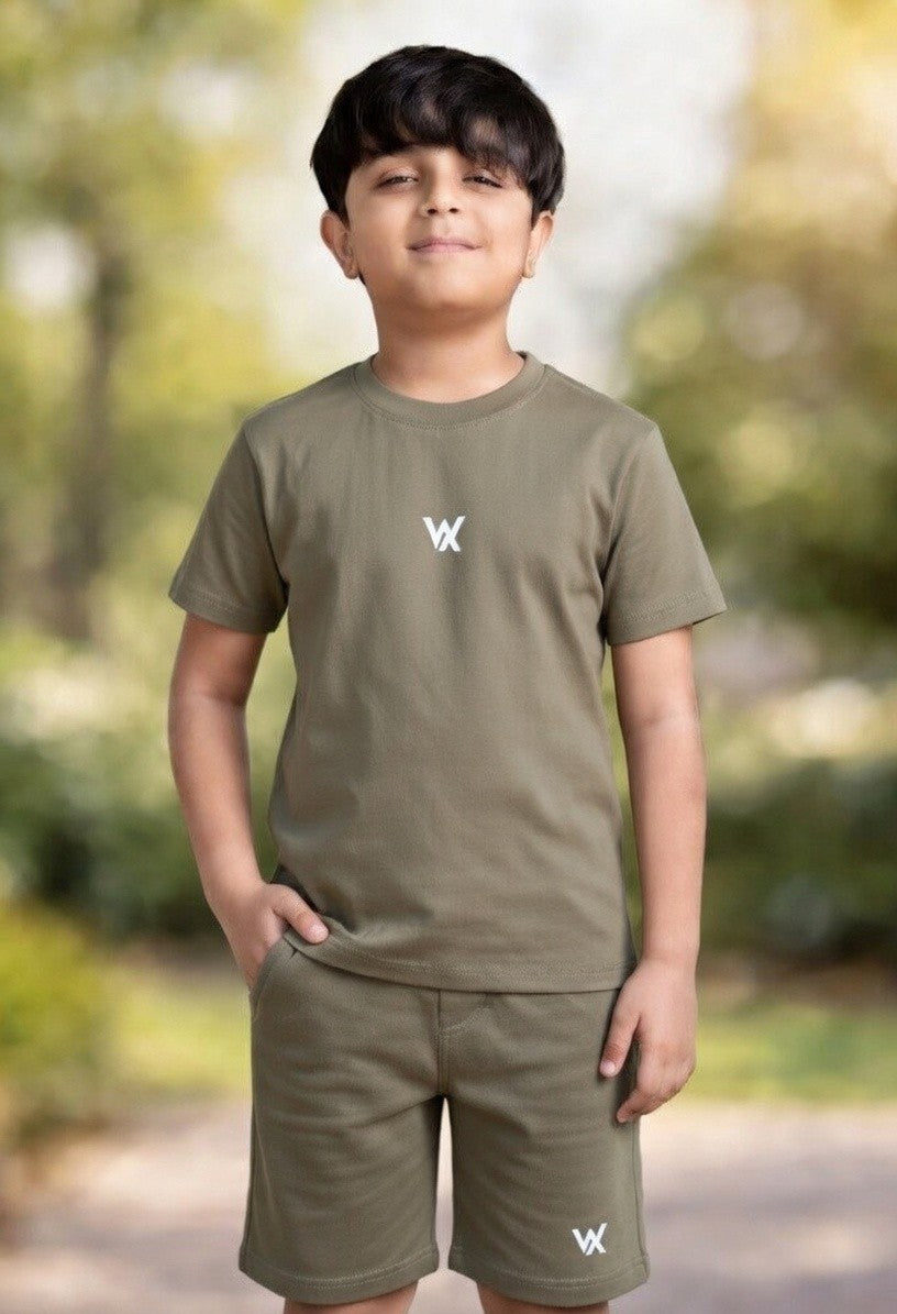 warrior x kids regular fit cotton terry cord set with shorts