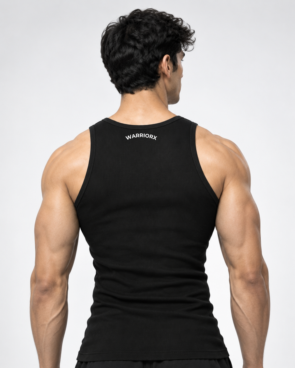 WarriorX Men’s Premium Ribbed Fitted Gym Tank Top – Black