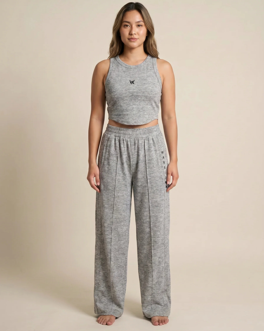 WX WOMEN COTTON TERRY CORD SET WITH TANK TOP AND LOSSE FIT TROUSER