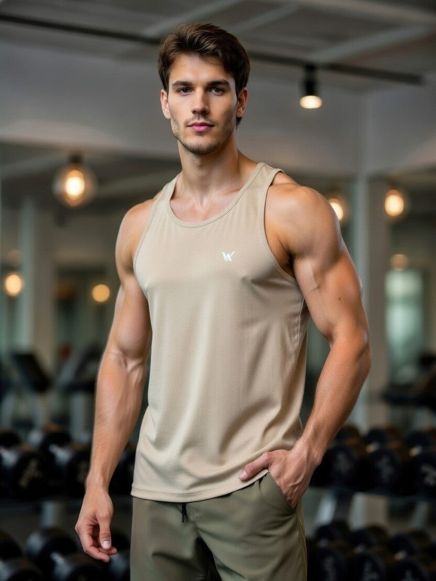 WarriorX Men’s Cotton Lycra Sleeveless Stringer with Round Neck