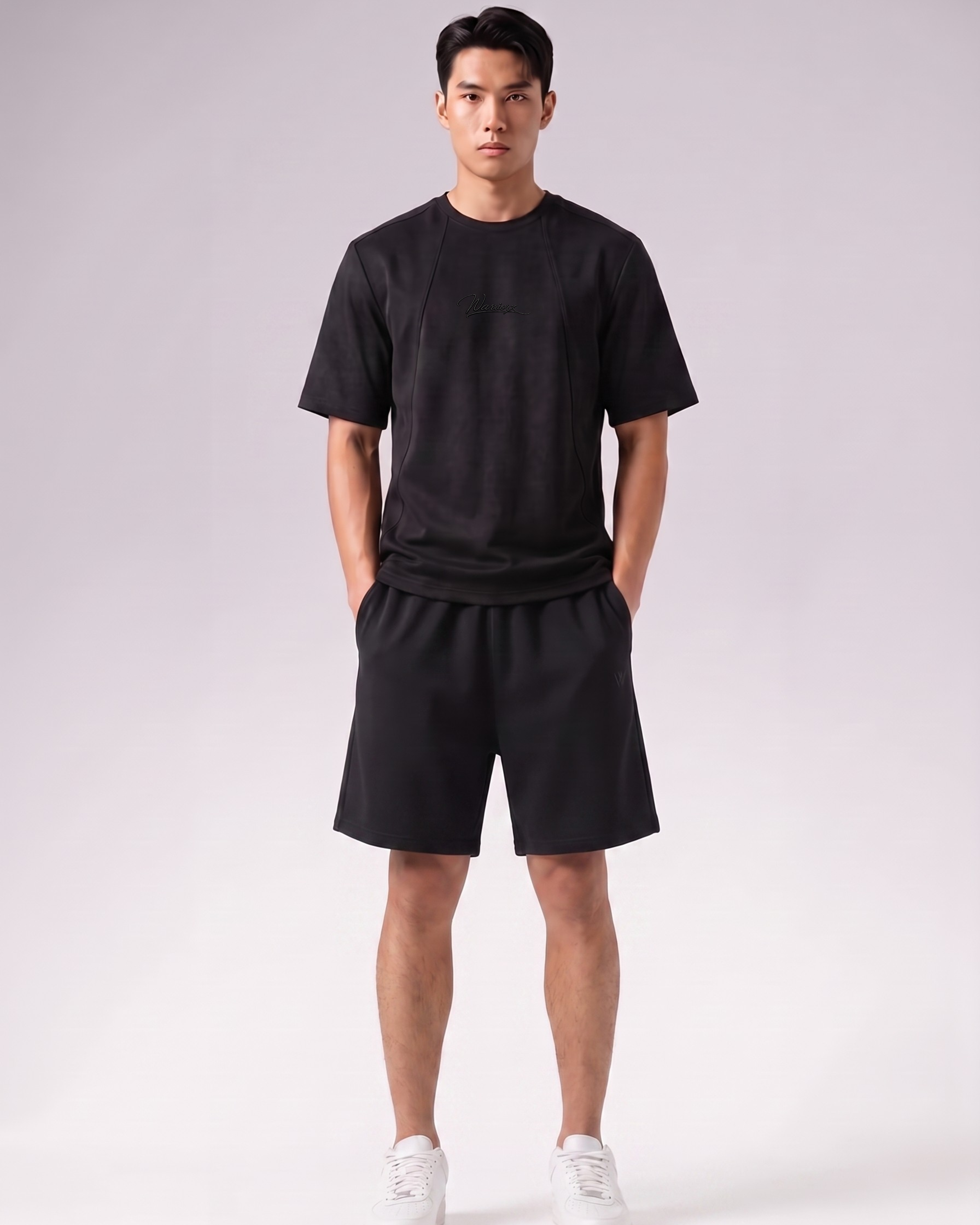 warriorx men's acid wash cordset with shorts